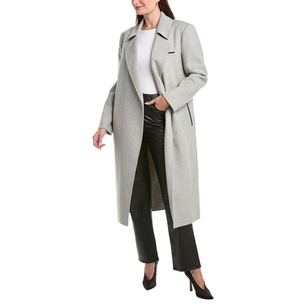 Lamarque Womens Wool-Blend Trench Coat, Gray